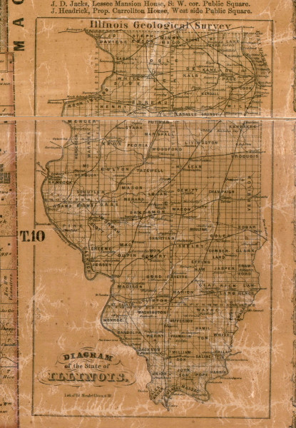 Geolical Survey of Illinois - Greene Co., Illinois 1861 Old Town Map Custom Print - Greene Co.