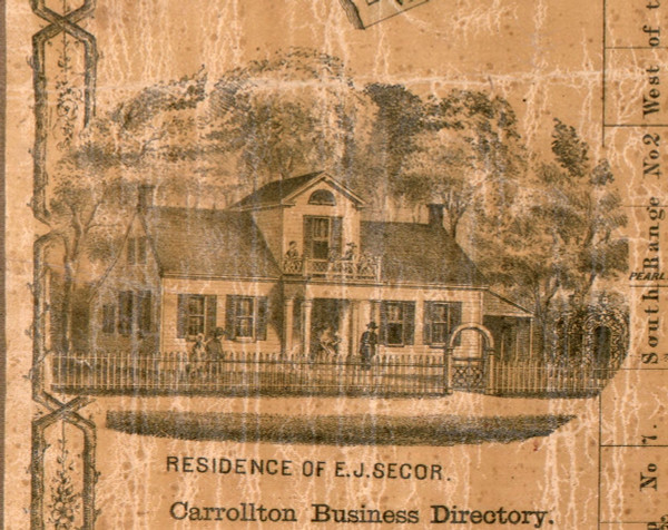 Res. of E.J. Secor - Greene Co., Illinois 1861 Old Town Map Custom Print - Greene Co.