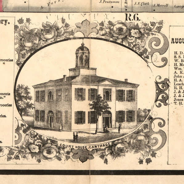 Carthage Courthouse - Hancock Co., Illinois 1859 Old Town Map Custom Print - Hancock Co.