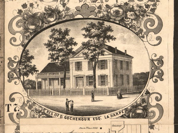 D Fochenour Esq Residence LaHarpe - Hancock Co., Illinois 1859 Old Town Map Custom Print - Hancock Co.