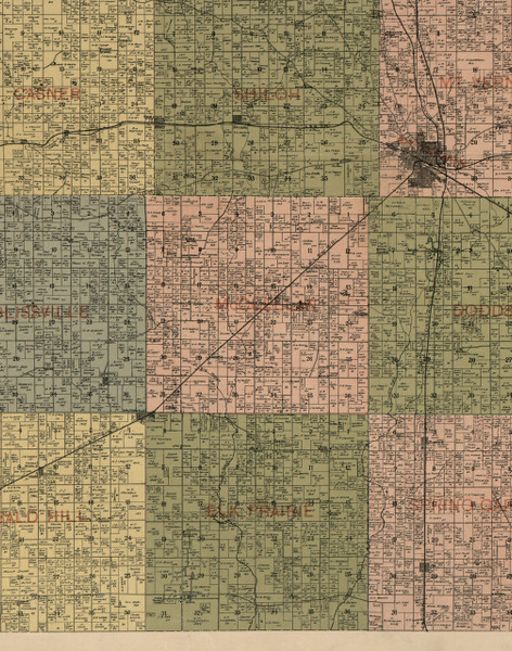 Elk Prairie, Illinois 1900 Old Town Map Custom Print - Jefferson Co.