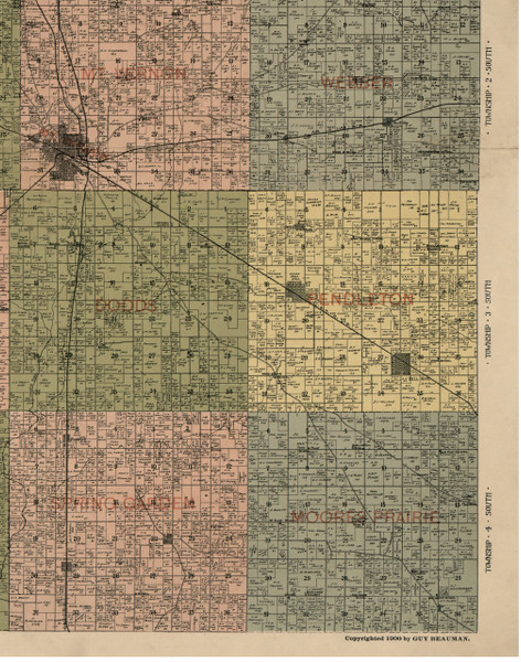 Pendleton, Illinois 1900 Old Town Map Custom Print - Jefferson Co.