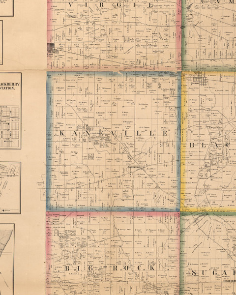 Kaneville, Illinois 1860 Old Town Map Custom Print - Kane Co.