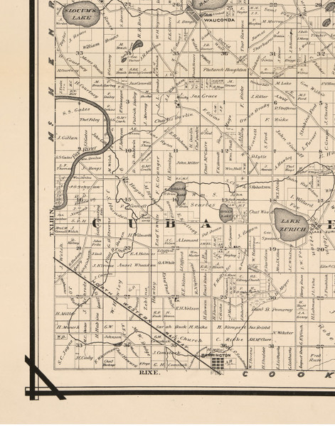 Cuba, Illinois 1873 Old Town Map Custom Print - Lake Co.