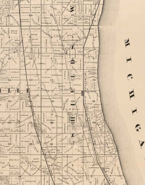 Shields, Illinois 1873 Old Town Map Custom Print - Lake Co.