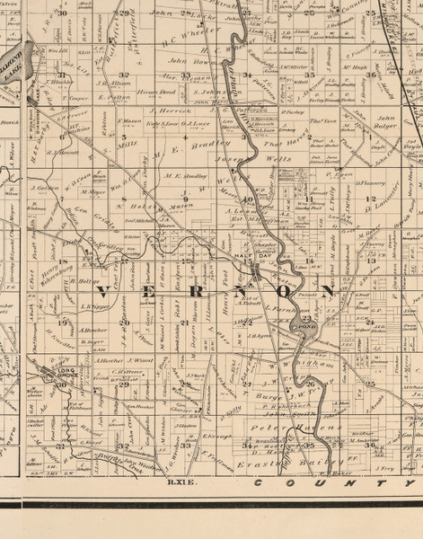 Vernon, Illinois 1873 Old Town Map Custom Print - Lake Co.
