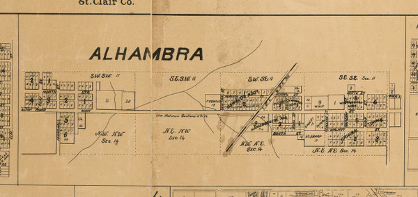 Alhambra Village, Illinois 1892 Old Town Map Custom Print - Madison Co.