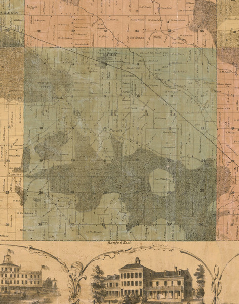 Coral, Illinois 1862 Old Town Map Custom Print - McHenry Co.