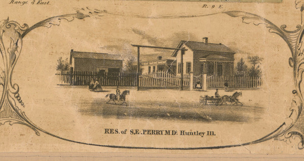 SE Perry MD Residence Huntley - McHenry Co. , Illinois 1862 Old Town Map Custom Print - McHenry Co.