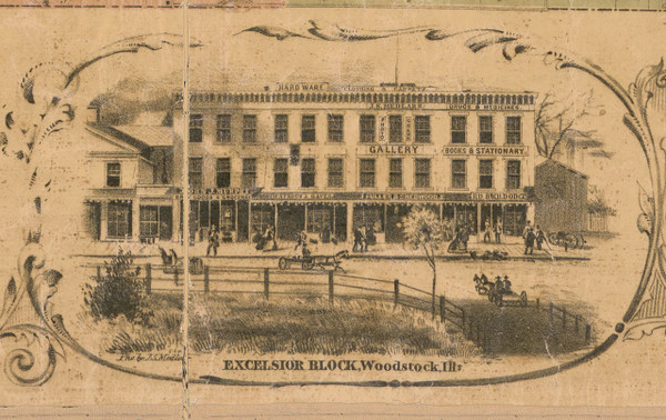 Excelsior Block Woodstock - McHenry Co. , Illinois 1862 Old Town Map Custom Print - McHenry Co.