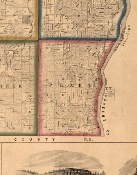 Pearl, Illinois 1860 Old Town Map Custom Print - Pike Co. Pearl, Illinois 1860 Old Town Map Custom Print - Pike Co.