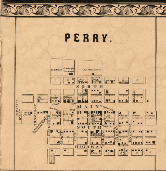 Perry Village - Pike Co., Illinois 1860 Old Town Map Custom Print - Pike Co.