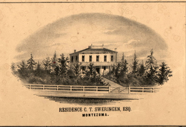 CT Sweringen Residence Montezuma - Pike Co., Illinois 1860 Old Town Map Custom Print - Pike Co.
