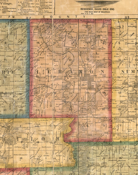 Lebanon, Illinois 1863 Old Town Map Custom Print - St. Clair Co.