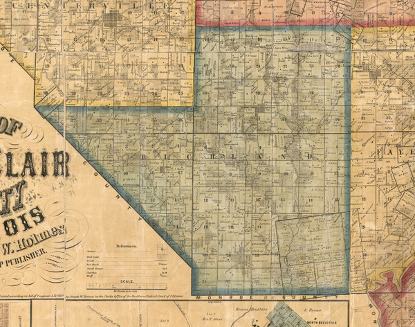 Richland, Illinois 1863 Old Town Map Custom Print - St. Clair Co.