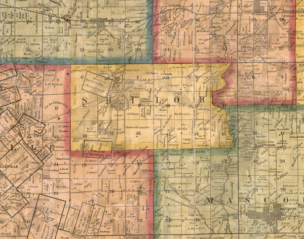 Shiloh, Illinois 1863 Old Town Map Custom Print - St. Clair Co.