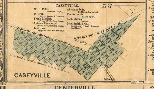 Caseyville Village - St Clair Co., Illinois 1863 Old Town Map Custom Print - St. Clair Co.