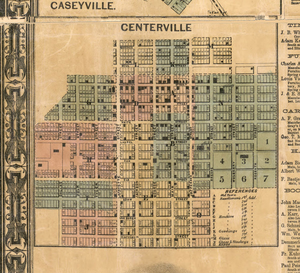 Centerville Village - St Clair Co., Illinois 1863 Old Town Map Custom Print - St. Clair Co.