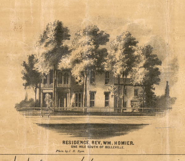 Rev William Homier Residence Belleville - St Clair Co., Illinois 1863 Old Town Map Custom Print - St. Clair Co. Rev William Homier Residence Belleville - St Clair Co., Illinois 1863 Old Town Map Custom Print - St. Clair Co.