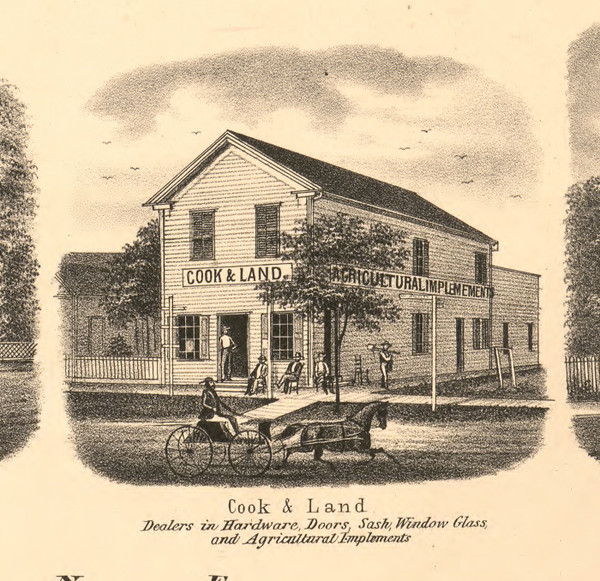 Cook & Land Store   - White Co., Illinois 1871 Old Town Map Custom Print - White Co. Cook & Land Store   - White Co., Illinois 1871 Old Town Map Custom Print - White Co.
