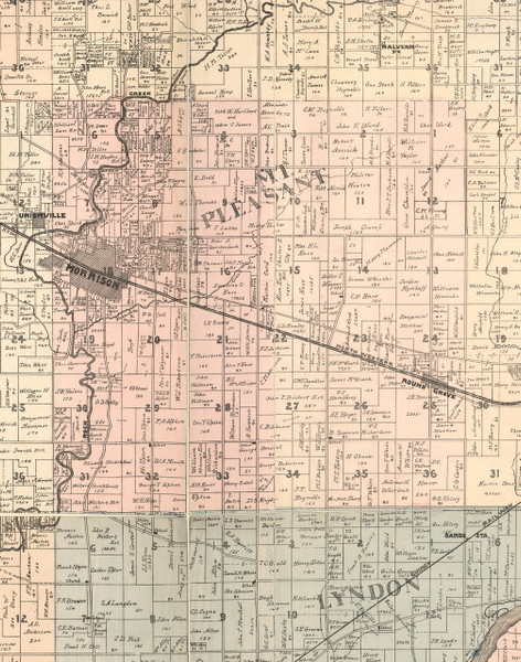 Mt Pleasant, Illinois 1896 Old Town Map Custom Print - Whiteside Co.