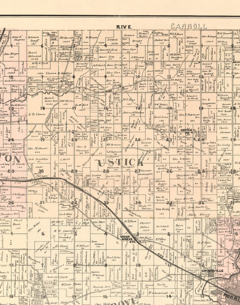 Ustick, Illinois 1896 Old Town Map Custom Print - Whiteside Co. Ustick, Illinois 1896 Old Town Map Custom Print - Whiteside Co.