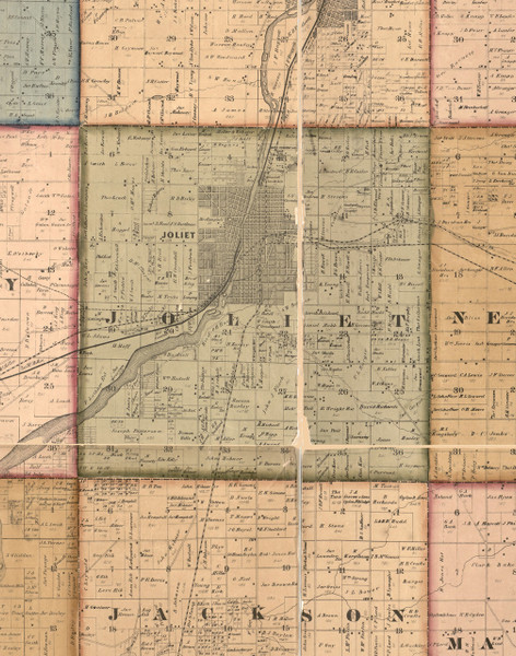 Joliet     , Illinois 1862 Old Town Map Custom Print - Will Co.