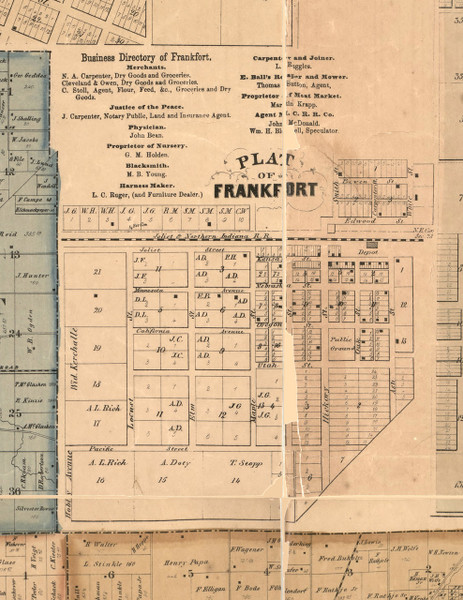Frankfort Village - Will Co., Illinois 1862 Old Town Map Custom Print - Will Co.