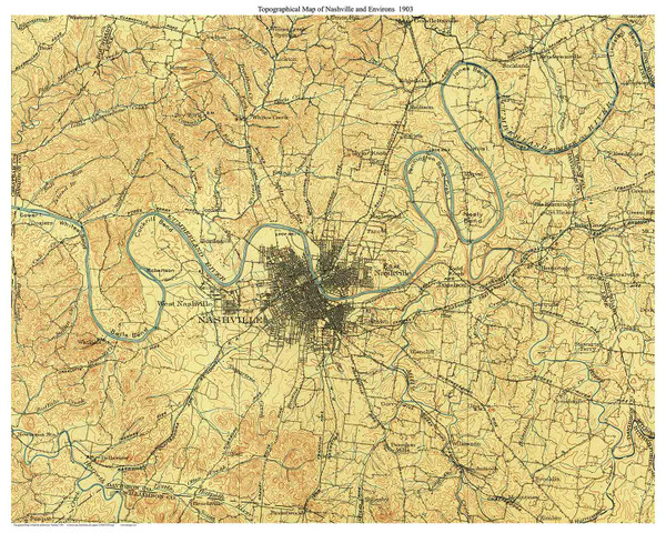 Nashville 1903 - Custom USGS Old Topo Map - Tennessee