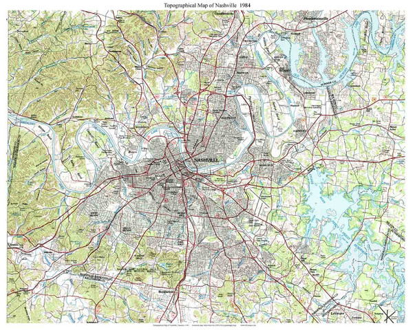 Nashville 1984 - Custom USGS Old Topo Map - Tennessee