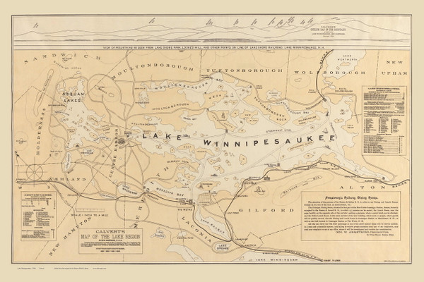 Lake Winnipesaukee, New Hampshire 1896 - Old Map Reprint