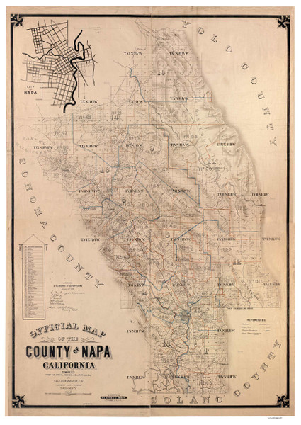 Napa County California 1895 Copy 2 - Old Map Reprint