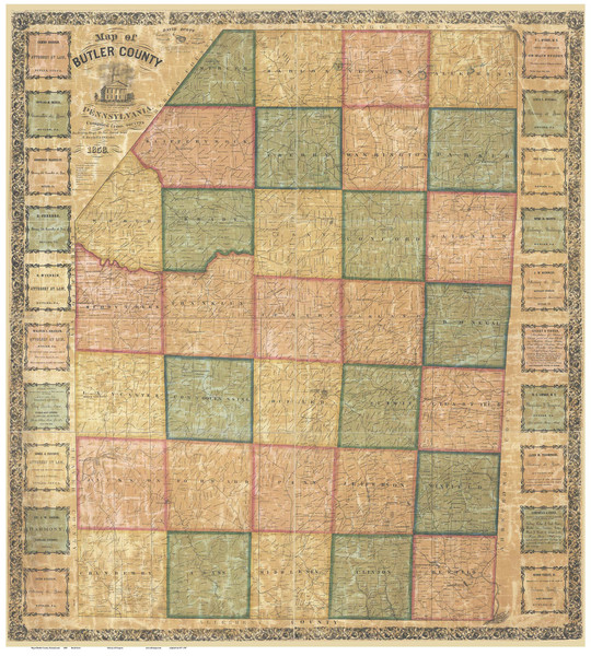 Butler County Pennsylvania 1858 - Old Map Reprint