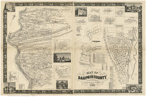 Dauphin County Pennsylvania 1858 - Old Map Reprint