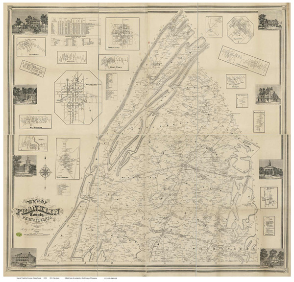 Franklin County Pennsylvania 1858 Copy 2 - Old Map Reprint