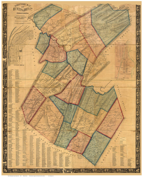 Huntington County Pennsylvania 1856 - Old Map Reprint