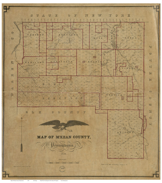 McKean County Pennsylvania 1856 - Old Map Reprint