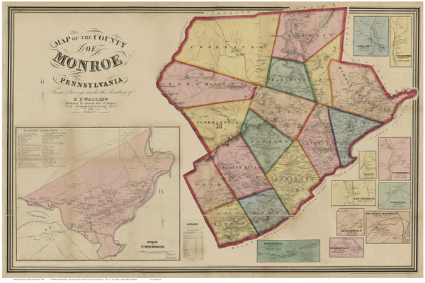 Monroe County Pennsylvania 1860 - Old Map Reprint