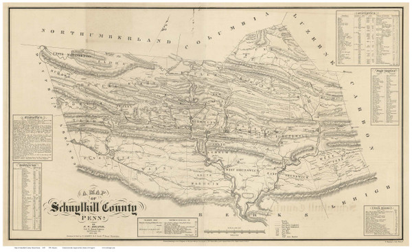 Schuylkill County Pennsylvania 1855 - Old Map Reprint