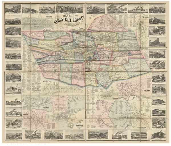 Schuylkill County Pennsylvania 1863 - Old Map Reprint