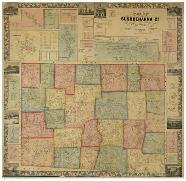 Susquehanna County Pennsylvania 1858 - Old Map Reprint