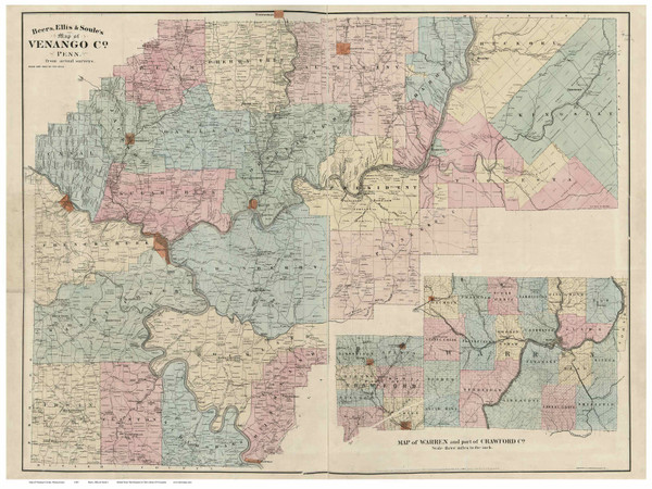 Venango County Pennsylvania 1865 - Old Map Reprint