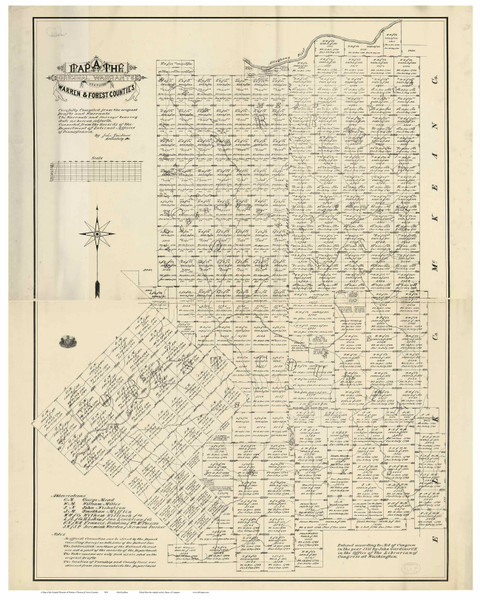Warren & Forest County Pennsylvania 1881 - Old Map Reprint