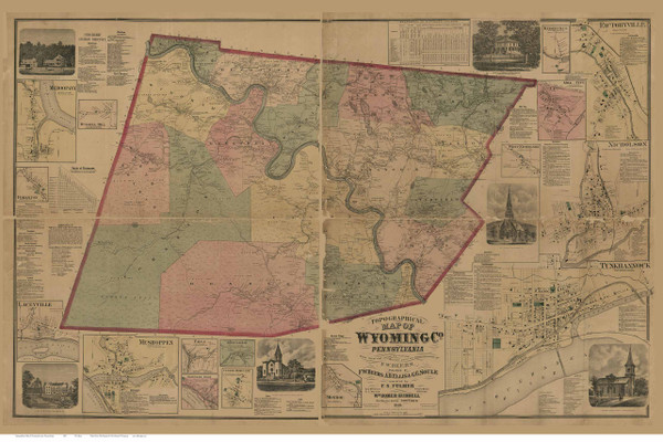 Wycoming County Pennsylvania 1869 - Old Map Reprint