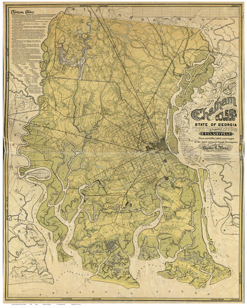 Chatham County 1875 Georgia - Old Map Reprint