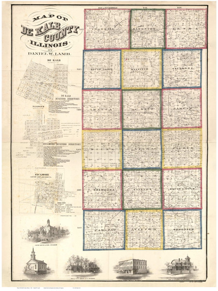DeKalb County, Illinois 1860 - Old Map Reprint DeKalb County, Illinois 1860 - Old Map Reprint