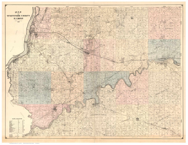 Whiteside County, Illinois 1896 - Old Map Reprint
