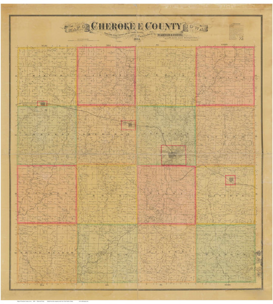Cherokee County Iowa 1884 - Old Map Reprint