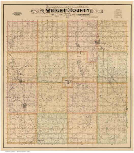 Wright County Iowa 1885 - Old Map Reprint LC