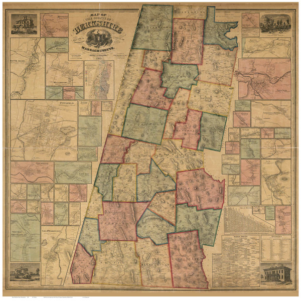 Berkshire County Massachusetts 1858 - Old Map Reprint